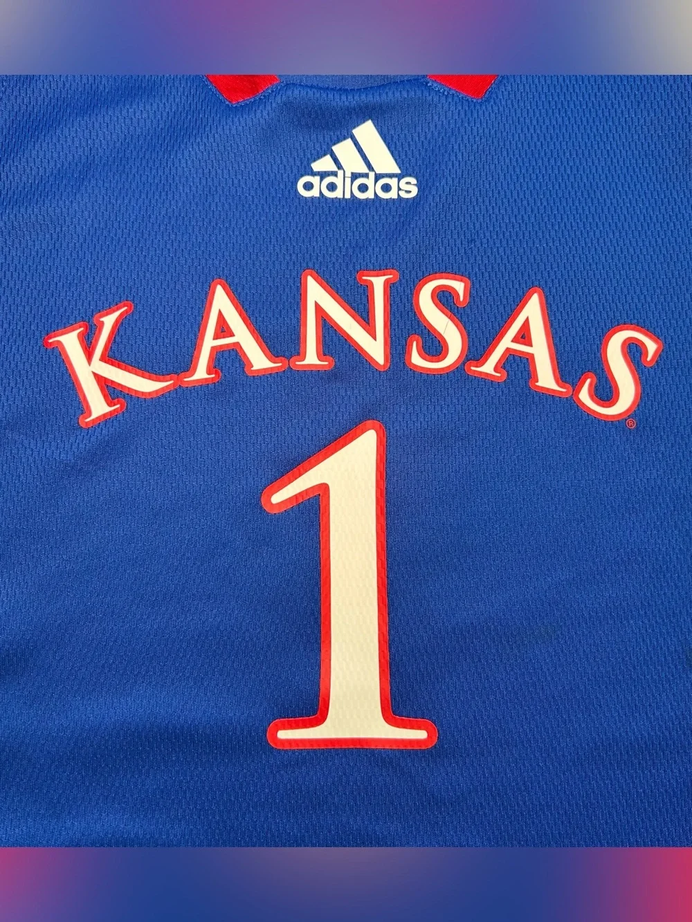 Adidas Kansas Jayhawks Basketball Swingman Jersey #1 Royal Blue size YOUTH M